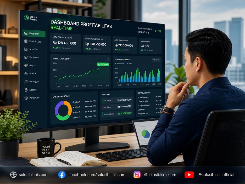Implementasi dashboard profitabilitas real-time untuk memantau arus kas bisnis secara otomatis