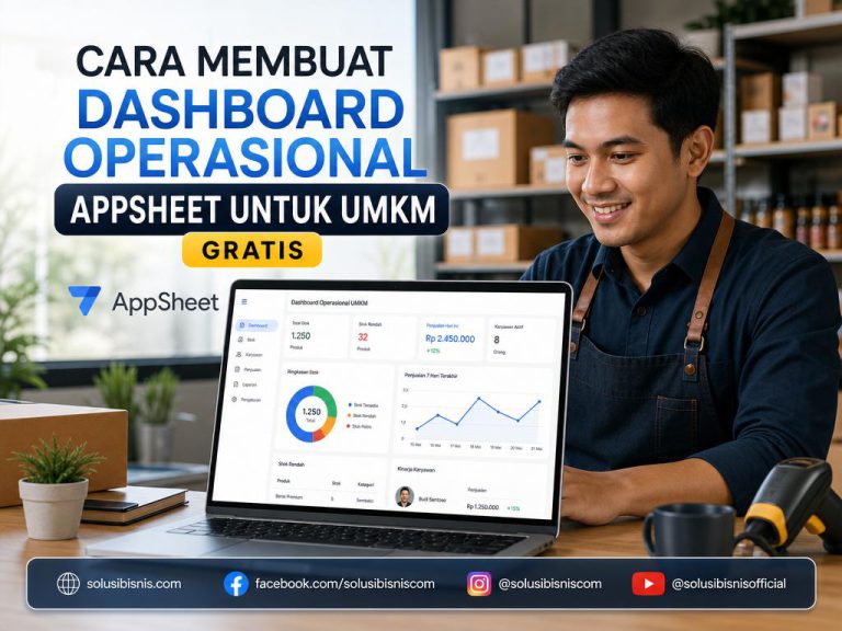 Tampilan dashboard operasional AppSheet untuk UMKM memantau stok barang