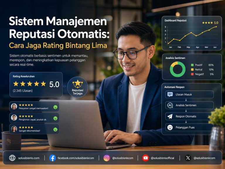 Ilustrasi sistem manajemen reputasi otomatis untuk merespon feedback pelanggan