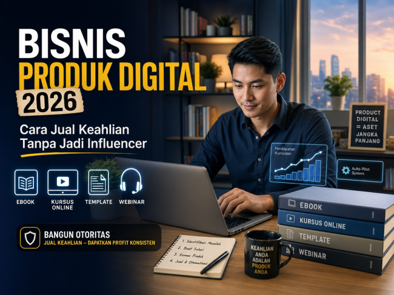 Strategi membangun bisnis produk digital berbasis otoritas tanpa menjadi influencer.