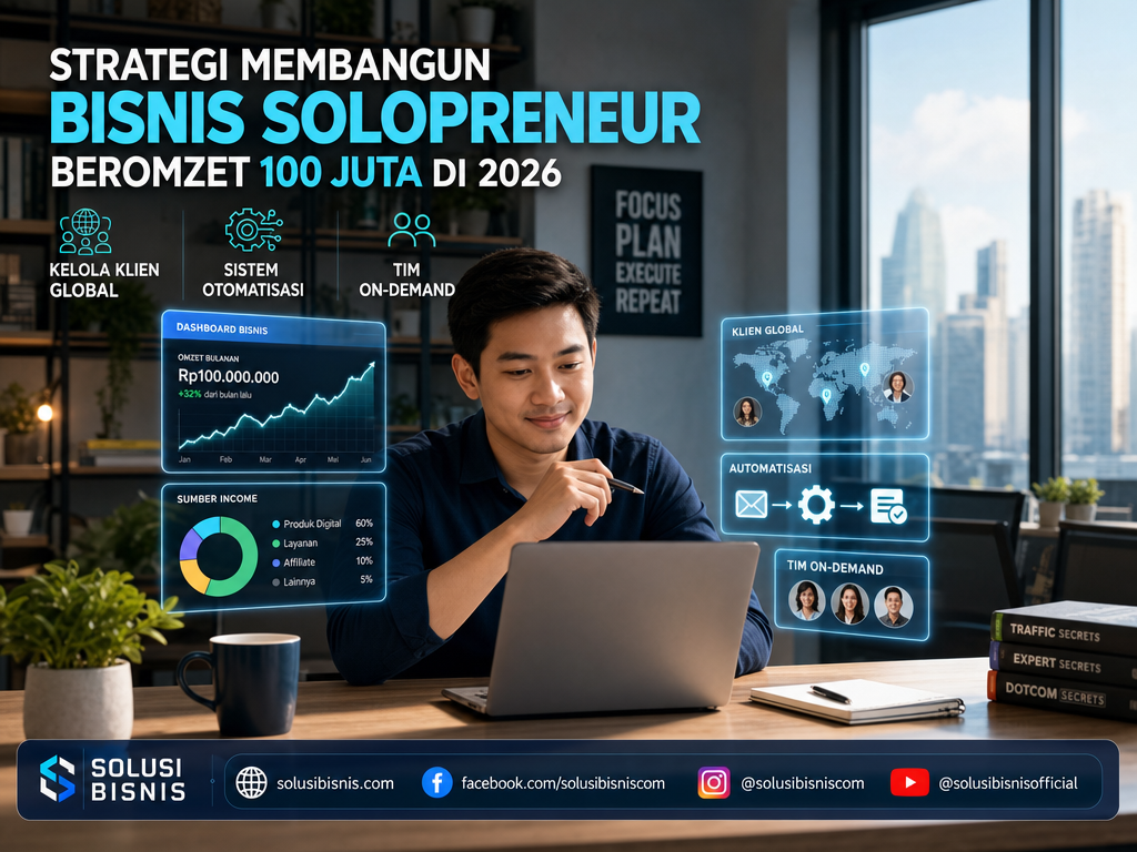 Cetak Biru Membangun Bisnis Solopreneur Beromzet 100 Juta Per Bulan: Strategi Mengelola Klien Global, Administrasi Pajak, dan Tim On-Demand di Tahun 2026