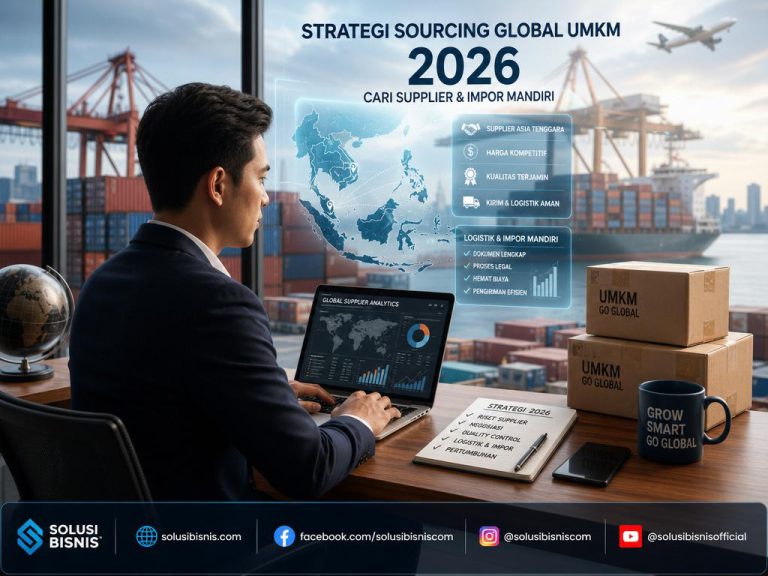 Pelaku usaha sedang mempelajari strategi sourcing global UMKM untuk impor mandiri