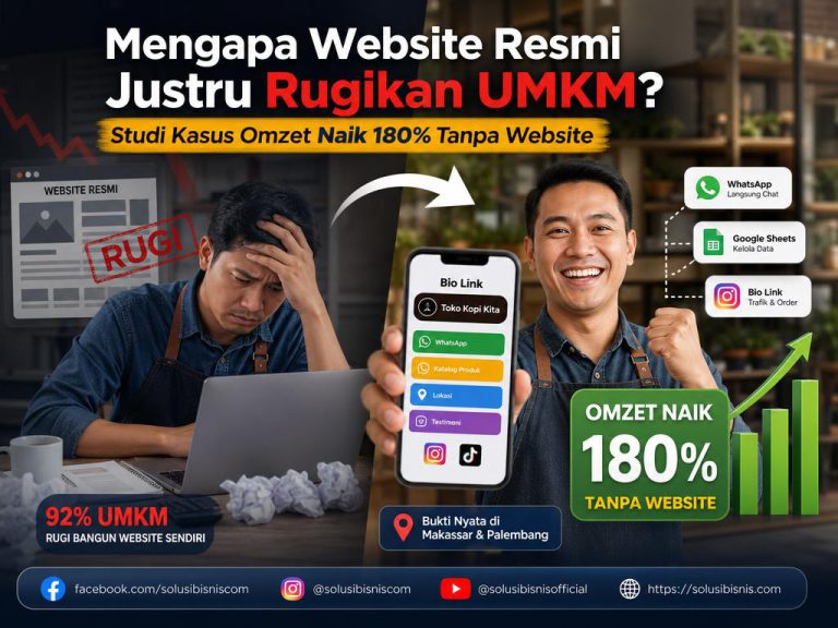 Perbandingan efektivitas website resmi UMKM vs strategi bio link Instagram dan WhatsApp untuk bisnis lokal