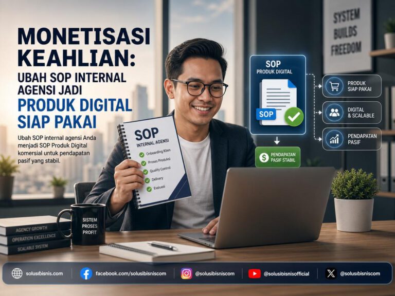 Ilustrasi agensi jasa yang sukses mengemas standar operasional prosedur (SOP) internal menjadi SOP produk digital yang siap jual.