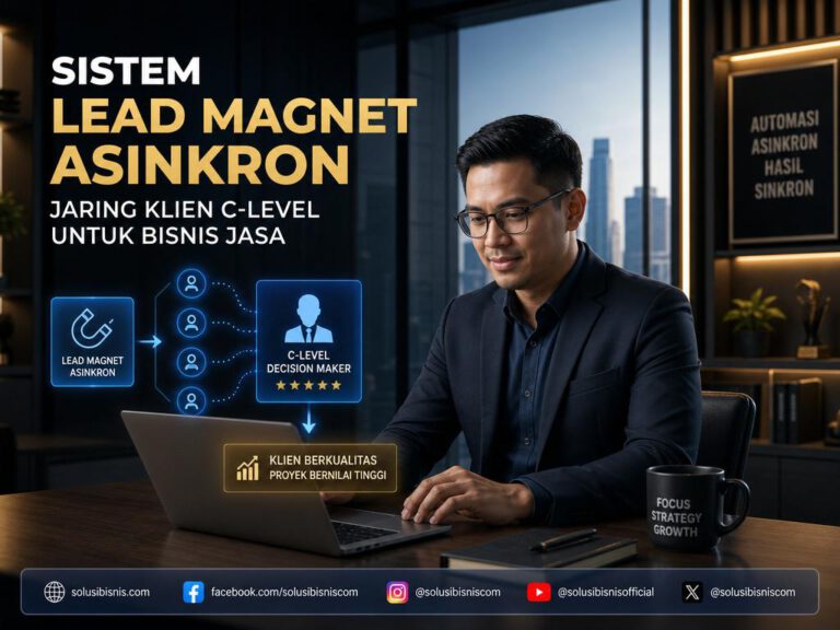 Ilustrasi sistem lead magnet asinkron yang efektif menjaring kontak C-Level berharga untuk pertumbuhan bisnis jasa.