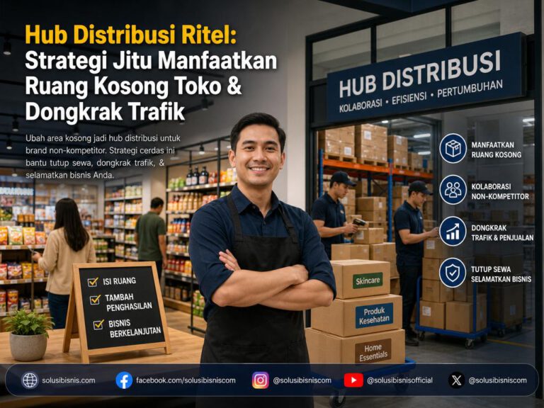 Ilustrasi toko ritel modern yang memanfaatkan area kosongnya sebagai hub distribusi ritel untuk brand non-kompetitor guna meningkatkan pendapatan.