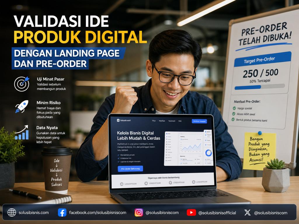 validasi ide produk digital dengan landing page dan pre order