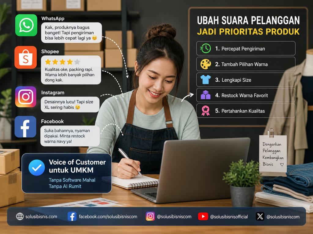 Sistem Voice of Customer untuk UMKM: Ubah Chat & Ulasan Jadi Prioritas Produk Tanpa Software Mahal