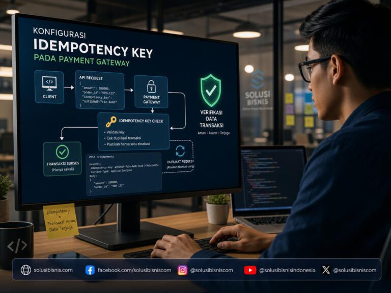 Ilustrasi alur transmisi data API payment gateway dan idempotency key