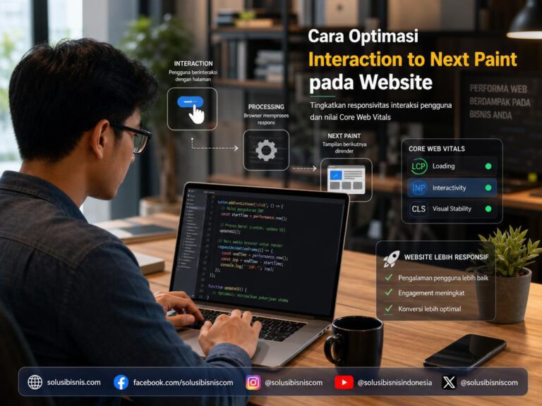 Ilustrasi konsep optimasi Interaction to Next Paint untuk responsivitas halaman web.