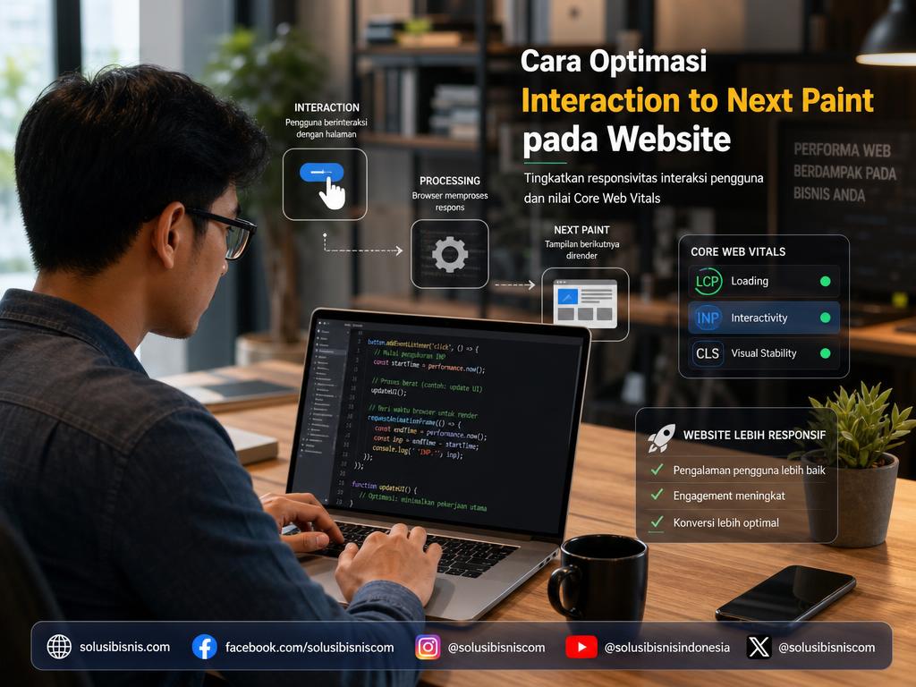 Ilustrasi konsep optimasi Interaction to Next Paint untuk responsivitas halaman web.